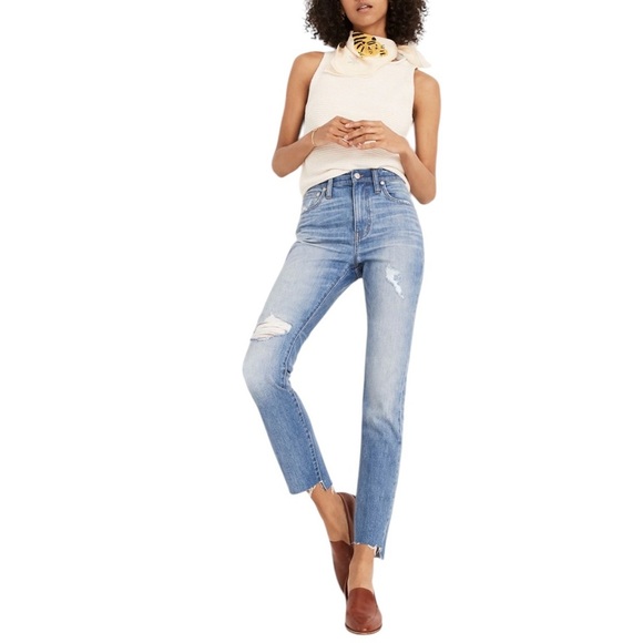 Madewell Denim - Madewell The High Rise Slim Boyjean in Lita Denim Wash Step-Hem Edition Size 26